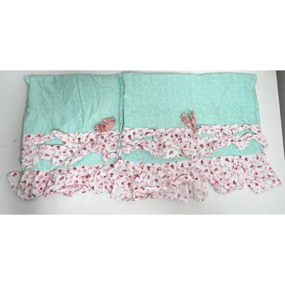 Beddys Pillow Shams Set Of 2 Ruffles Cotton Blue Floral Little Girl - Picture 2 of 6